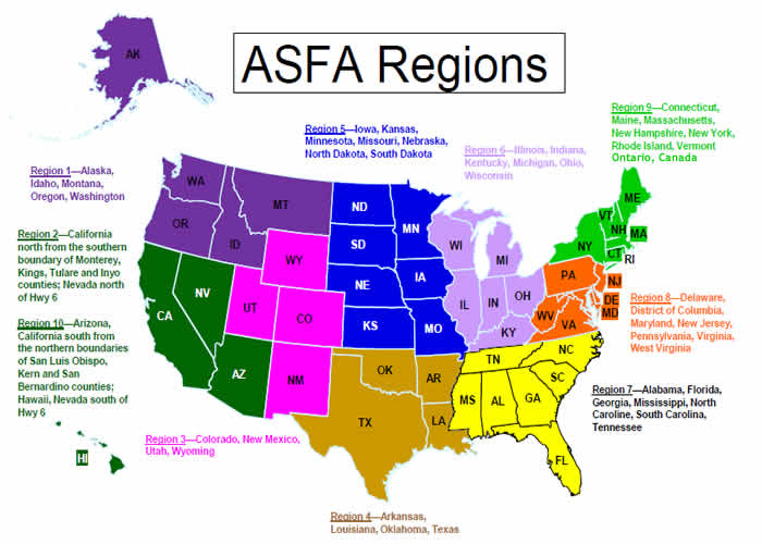ASFA Regions Map